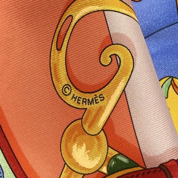 HERMES Carre Pink Orange Multi Silk - Scarf 403-071325 - Picture 3 of 5
